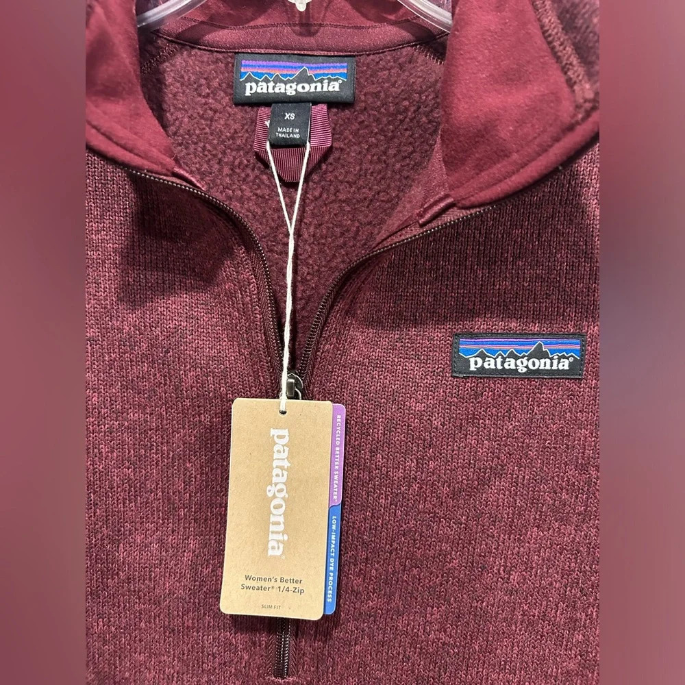 Patagonia Women's XS Better Sweater 1/4 Zip Pullover Chicory Dark Red NWT - Picture 5 of 7
